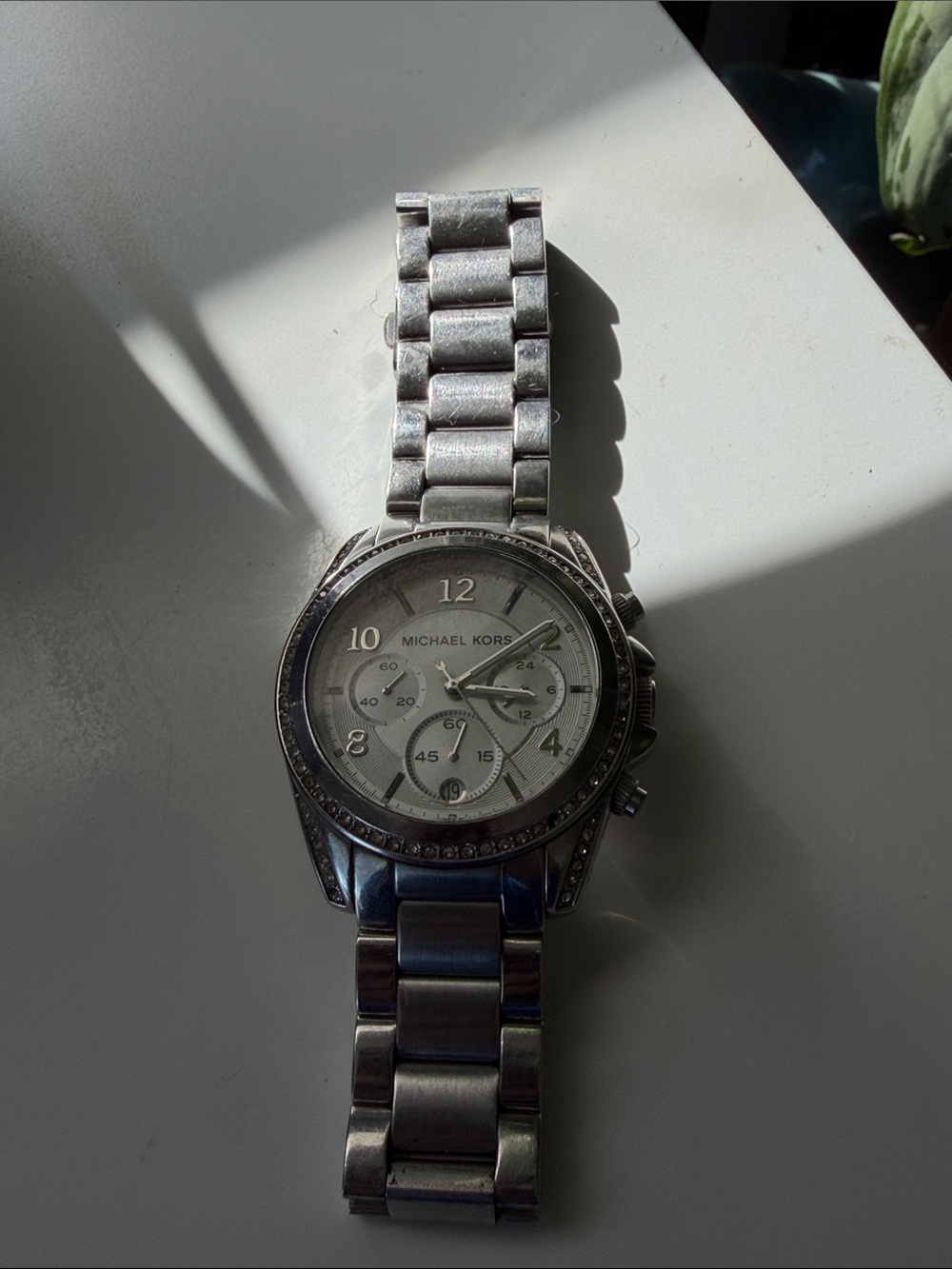 Women’s Silver Michael Kors Watch with Rhinestones